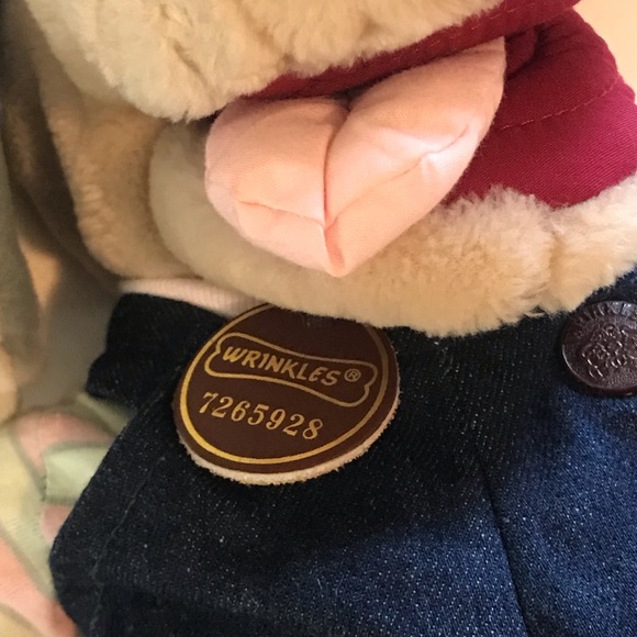 Vintage 1981 Ganz Bros Wrinkles The Dog Hand Puppet Plush Overalls Striped  17” - Picture 5 of 8